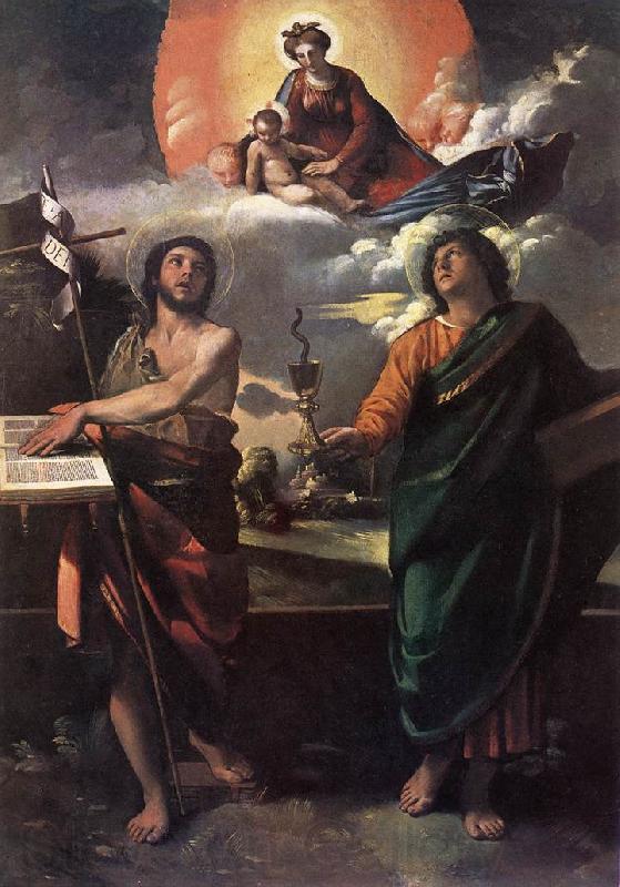 DOSSI, Dosso The Virgin Appearing to Sts John the Baptist and John the Evangelist dfg Norge oil painting art